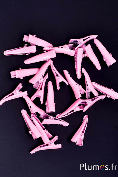Pinces crocodile - 6 x 25 mm - rose